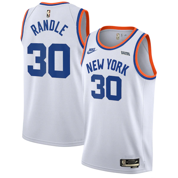 Men's New Yok Knicks #30 Julius Randle 2021/2022 White City Edition Stitched Jersey Men's New Yok Knicks #30 Julius Randle 2021/2022 White City Edition Stitched Jersey